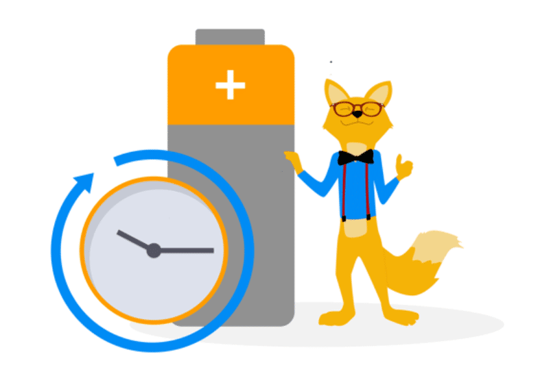 Der Smart Home Fox Fuchs gibt Daumen hoch für die Akkulaufzeit von Saugrobotern ohne Wischfunktion.